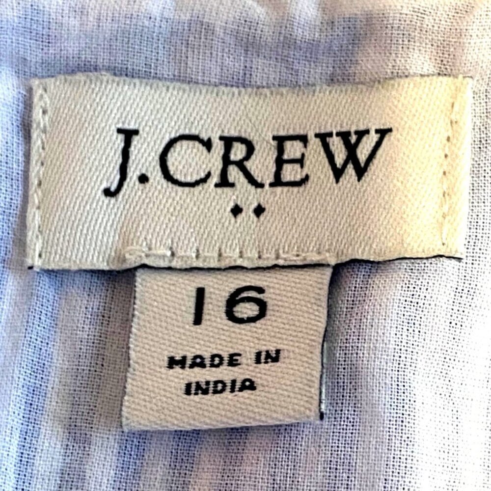 J Crew Striped Blue & White Sleeveless Tiered Dress Size 16 Cotton Blend - Picture 6 of 10